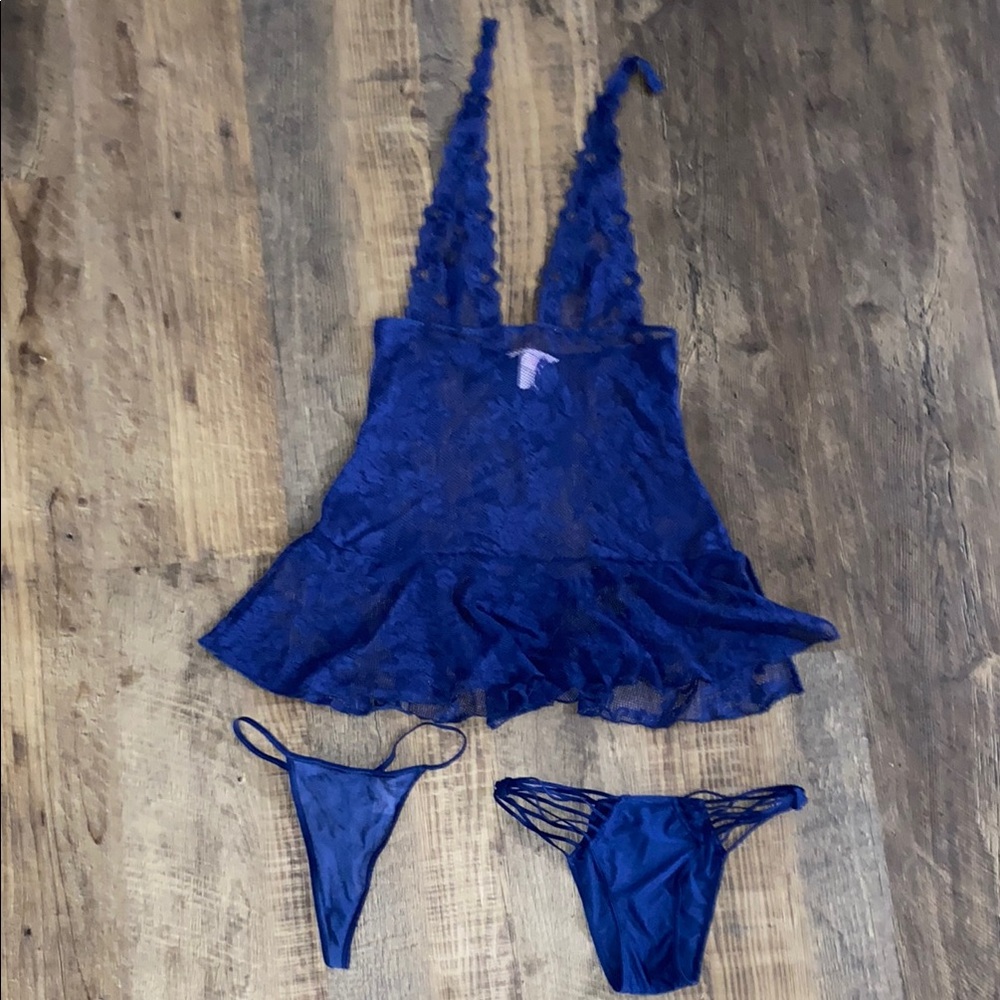 Blue Lace Lingerie Set